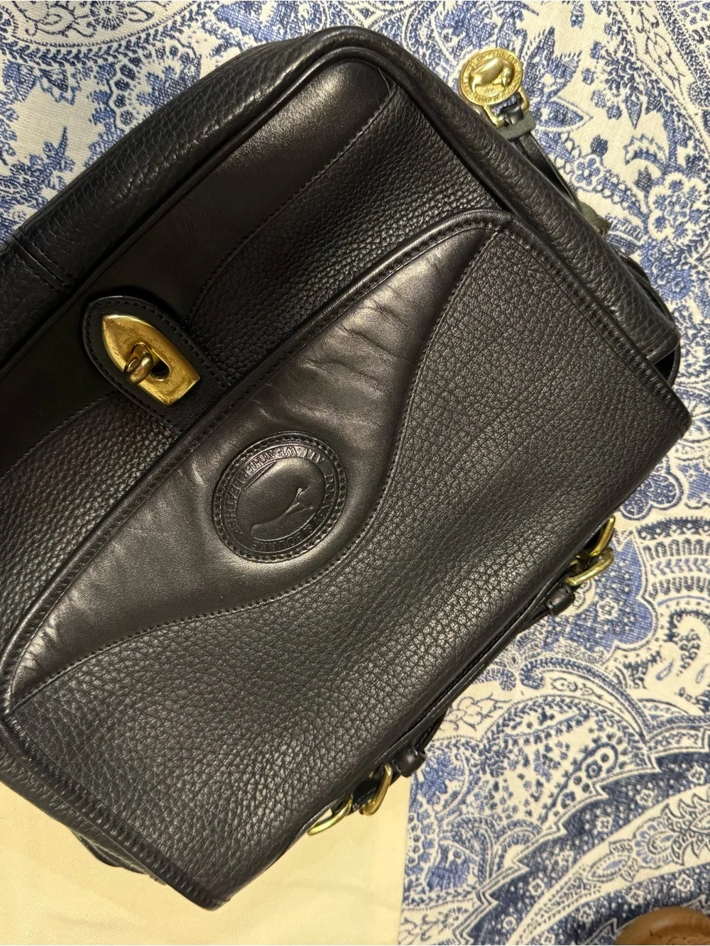 Black Leather AWL BLACK ON BLACK Shoulder Bag with Gold Hardware brass